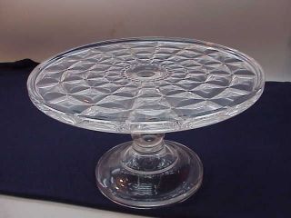 NEW FOOTED CAKE STAND PLATE~MOCK VINTAGE PATTERN GLASS