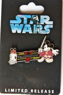 DISNEY STAR WARS WEEKENDS PIN JEDI MICKEY MOUSE & R2 MK NEW ON BACK 