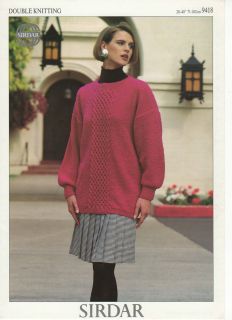   Pattern ladys lattice sloppy joe tunic sweater jumper DK 28   40 inch