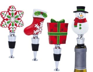Cypress Home Wine Bottle Stopper   Holiday Icons Wine Stopper