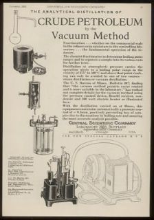 1928 Central Scientific vacuum distillation equipment ad
