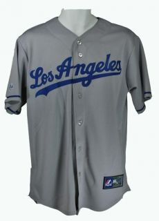 MAJESTIC JERSEY MLB LOS ANGELES DODGERS PATCHED MEN SIZE GRAY REPLICA 