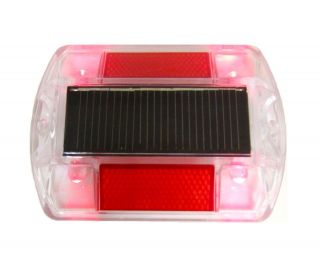   Pack Red Polycarbonate Solar Power Road Stud Path Deck Dock LED Light