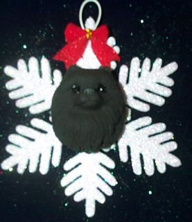 Black Pomeranian Dog Snowflake Christmas Ornament