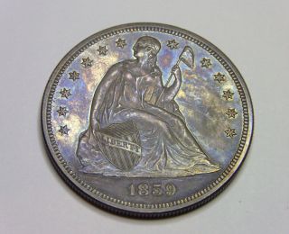 1859 Seated Liberty Dollar Proof * Rainbow *