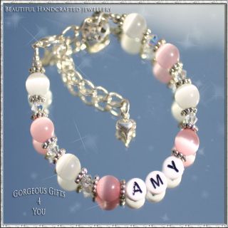   Elegant Personalised Any Name Sparkly Crystal Bracelet Lots Of Charms