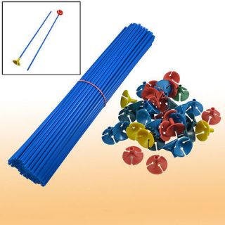 100 Pcs Plastic Blue Balloon Sticks w Multicolored Cups for Wedding