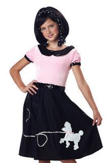 Doo Wop 50s Sock Hop Child Costume w/ Poodle skirt 60s Schoolgirl 