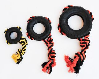 ZippyPaws Tuff Tire Rope Chew (3 Sizes)   Rubber & Rope Dog Toy