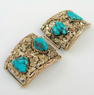   14K Gold Sterling Silver Turquoise Watch Bands N. WALLEY  RS BLXX