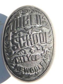 Old Stock Vintage Pewter Door Knobs Handle Set PUBLIC SCHOOL CITY OF 