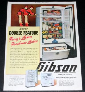 1947 OLD MAGAZINE PRINT AD, GIBSON, DOUBLE FEATURE REFRIGERATOR 