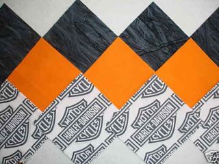 30 6 HARLEY DAVIDSON Shield logo, Orange Tonal & Gray Quilt Sew 