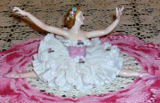 Vintage DRESDEN LACE Ballerina Hand Painted * GERMANY
