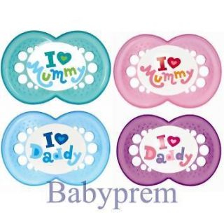 MAM DUMMIES / SOOTHERS / PACIFIERS I LOVE MUMMY / DADDY 6+ MONTHS 