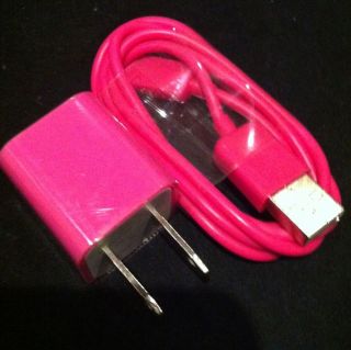 Nook USB AC Wall Charger 3 Foot Color Cable Touch Tablet Hot Pink Cord 
