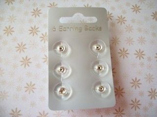 CARD 6 SPARE REPLACEMENT EARRING BACKS SILVER PLASTIC PERFECT FOR 