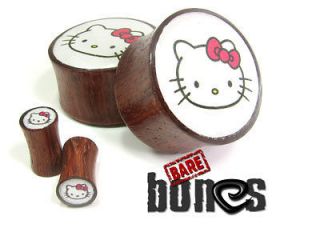 Ear Gauges 6g Blood Wood Organic Body Jewelry Hello Kitty Plugs Gauges 