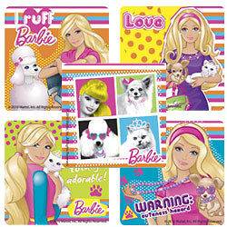 15 I RUFF BARBIE Dog Stickers Girls Birthday Party Goody Loot Bag 