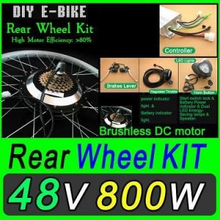 48V 800W R Electric Bicycle Kit Hub Motor Scooters Conversion Outdoor 