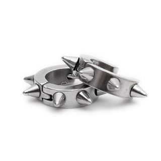   Silver Cool Spike Barbell Body Stainless Steel Mens Earrings E169