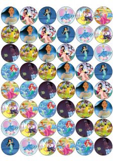 48 Disney Princess Edible cupcake toppers (rice paper)