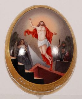   Imperial Tsarist Russian Porcelain Painted and Gilded Resurrection Egg