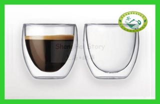 Clear Double Wall Glass Tea / Coffee Cups Glasses 260ml/9.1oz S08