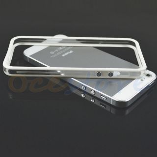 /Clear TPU Silicone Bumper Frame Case W/ Metal Buttons for iPhone 5 