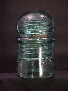 Antique Clear Green Glass Electrical Insulator Brookfield New York 
