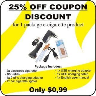25% OFF COUPON Electronic Cigarette + Refill