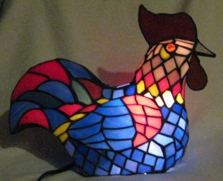 Artistic Electric Lead Glass Mosaic 12 Chicken Unique Hen Figurine 