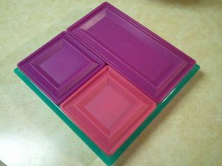   ACRYLIC GET TOGETHERS SERVING TRAY w/ 3 CONTAINERS (JEWEL COLORS