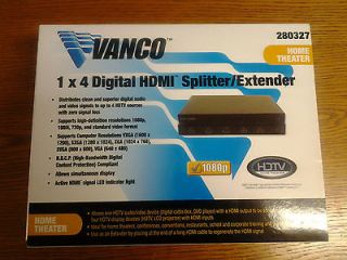 New Vanco 1x4 Digital HDMI Powered Splitter/Exten​der