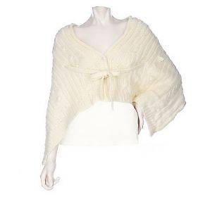 ACCESSORY NETWORK Cable Knit Shrug w/ snaps & ties CHAMPAGNE
