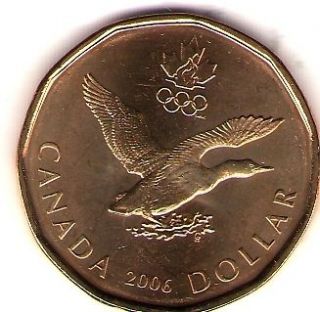 2006 Canada Uncirculated Elizabeth II Olympic One Dollar Loonie Coin