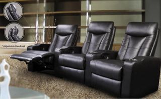 HOME THEATER CHAIRS RECLINING BLACK LEATHER TOP GRAIN 6 SEATS COASTER 