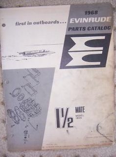 1968 Evinrude Outboard Parts Catalog 1 1/2 HP Mate Y