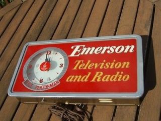 Vintage EMERSON Television Radio ADVERTISING CLOCK
