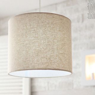 Fabric Shade Drum Ceiling Light Pendant 1 Lighting Fixture Oatmeal 