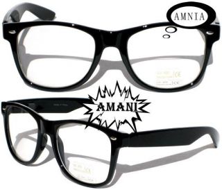   Black Frames Wayfarar Sunglasses Nerdy Hipster Mens Women Eye Glasses
