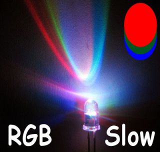 100pcs 5mm Slow RGB Flash Red Green Blue Rainbow MultiColor LED Free R