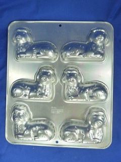 1995 EASTER MINI LAMB ALUMINUM CAKE COOKIE CANDY PAN MOLD, RETIRED 