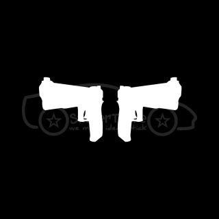 PAIR OF GUNS Sticker Firearms Vinyl Decal Handgun 9mm Arms Carry 