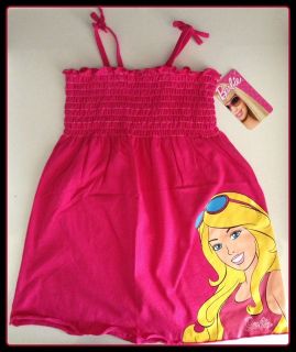 OFFICAL GIRLS BARBIE PINK DRESS TOP OUTFIT SIZES 4,5,6,7,8,