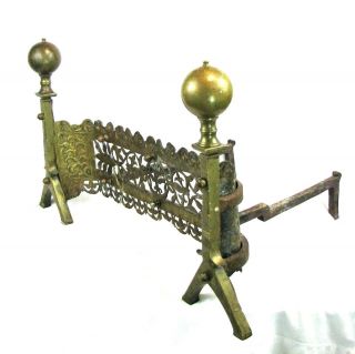   Solid Brass Arts & Crafts Fireplace Andiron/ 1920s Fireplace Fender