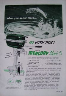 1953 KIEKHAEFER MERCURY * MARK 5 * Fishing Boat OUTBOARD BOAT MOTOR AD