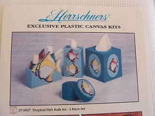 Herrschners Plastic Canvas Needlepoint Kit Tropical Fish 4 pcs Bath 