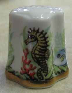 TROPICAL FISH THIMBLE by WHIELDON WARE in ENGLAND  TCC