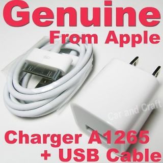   Apple iPhone 4 4S 3GS 3 iPod Charger Adapter+USB Cable A1265 Original